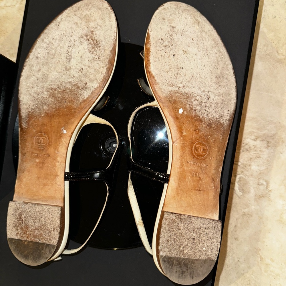Chanel Black and Beige Women's Sandals - Picture 7 of 8
